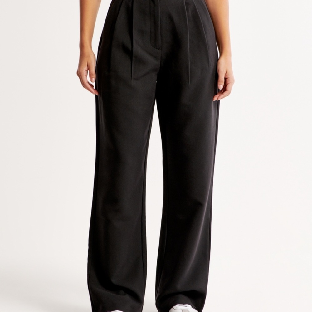 Abercrombie & Fitch Curve Love Sloane Tailored Black Wide Leg Pants